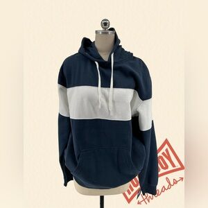 J. America Navy and White Colorblock Hoodie